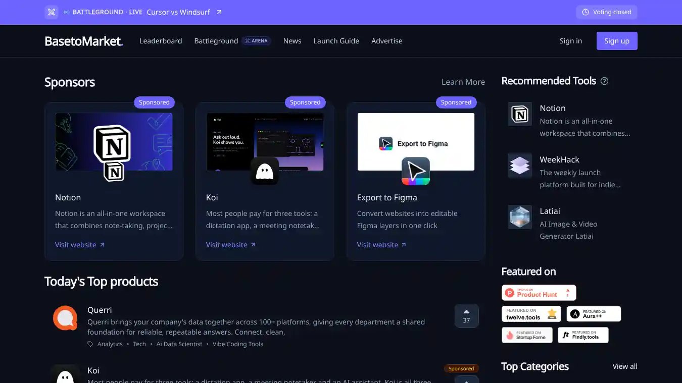 Screenshot of BasetoMarket